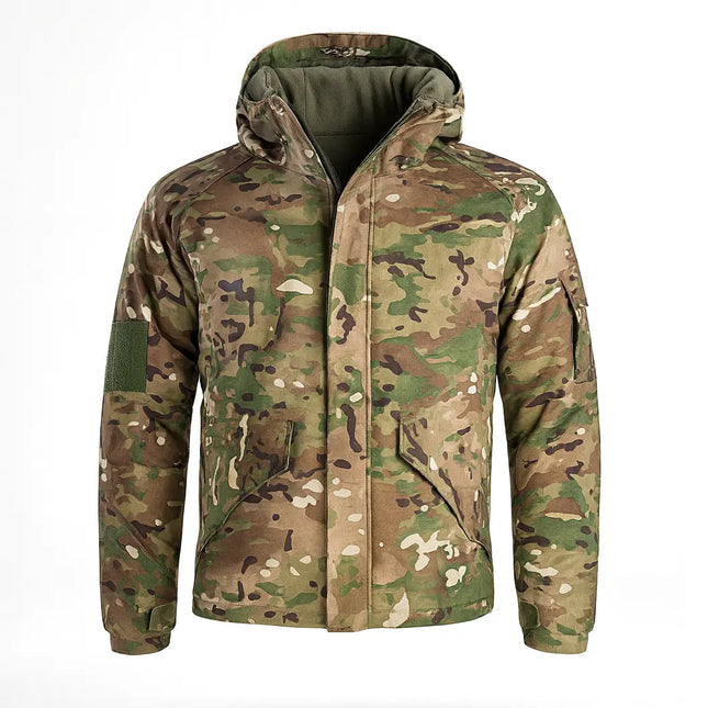 Men’s Softshell Fleece Jacket with Hood – Wind-Resistant Outdoor Coat