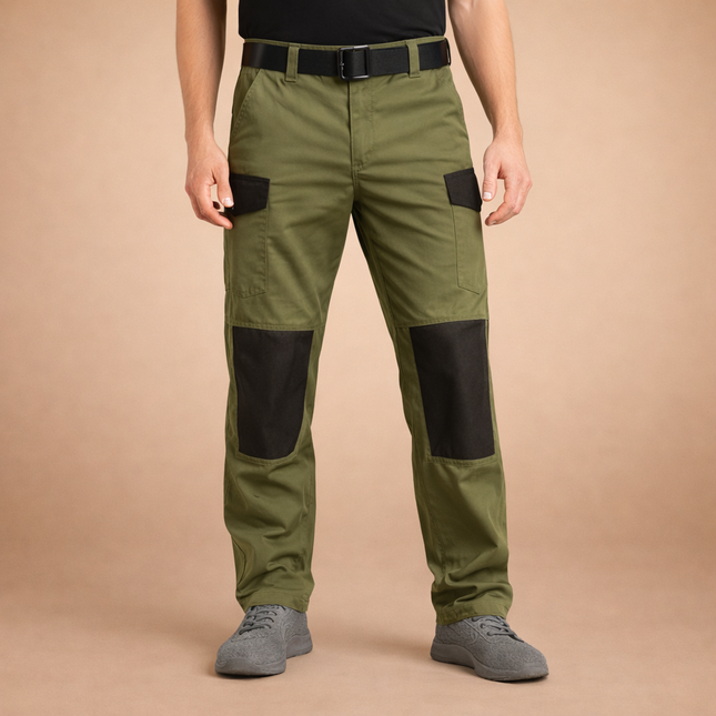 Men’s Urban Cargo Army Green Work Trousers – Waterproof Ripstop Outdoor Pants