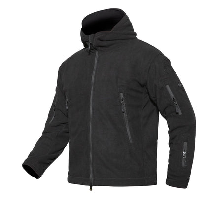 Men’s Warm Fleece Hooded Outdoor Jacket – Utility Design