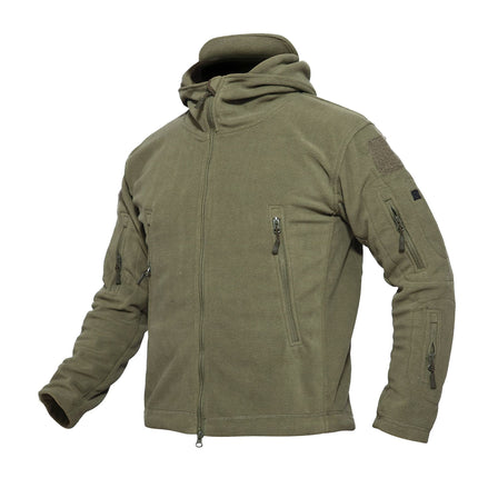 Men’s Warm Fleece Hooded Outdoor Jacket – Utility Design