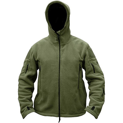 Men’s Warm Fleece Hooded Outdoor Jacket – Utility Design
