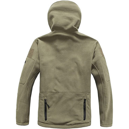 Men’s Warm Fleece Hooded Outdoor Jacket – Utility Design