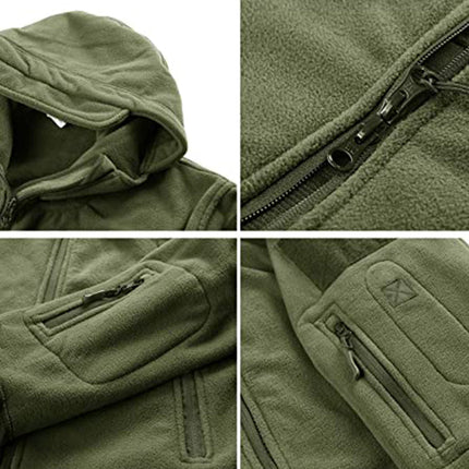 Men’s Warm Fleece Hooded Outdoor Jacket – Utility Design
