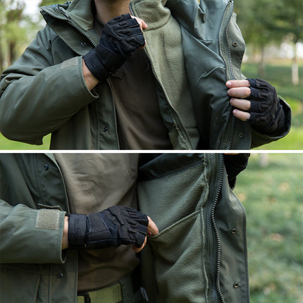 Men’s Softshell Fleece Outdoor Jacket – Windproof Hooded Coat