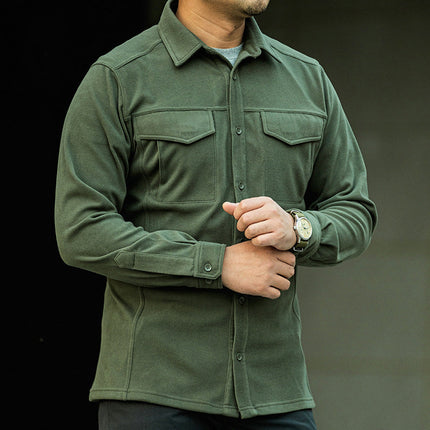 Men’s Stretch Fabric Flannel Shirt Jacket – Warm Lined for Cold Weather