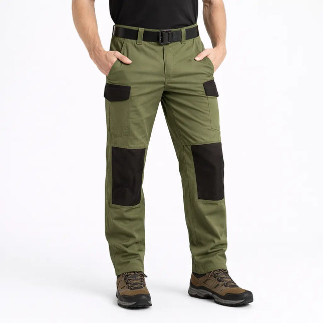 Men’s Urban Cargo Army Green Work Trousers – Waterproof Ripstop Outdoor Pants