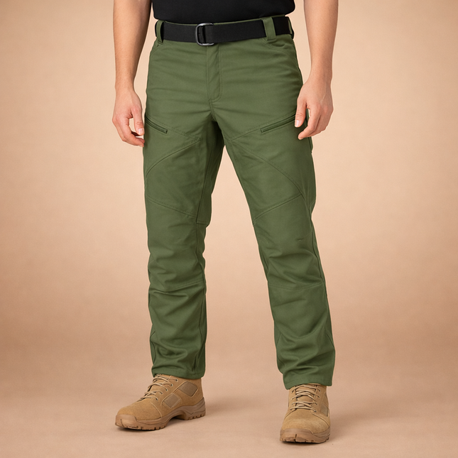Men’s Stretch Outdoor Pants – Olive Green, Ripstop Fabric