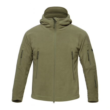 Men’s Warm Fleece Hooded Outdoor Jacket – Utility Design