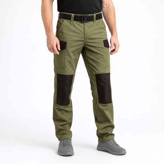 Men’s Urban Cargo Army Green Work Trousers – Waterproof Ripstop Outdoor Pants