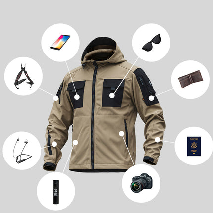 Men’s 5-in-1 Softshell Water-Resistant Hiking and Outdoor Jacket